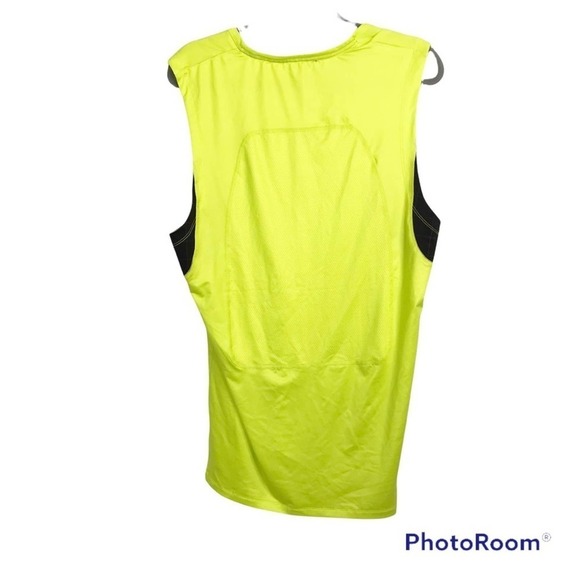 Koral mens sleeveless tank top in bright yellow green with black underarms - Picture 2 of 5